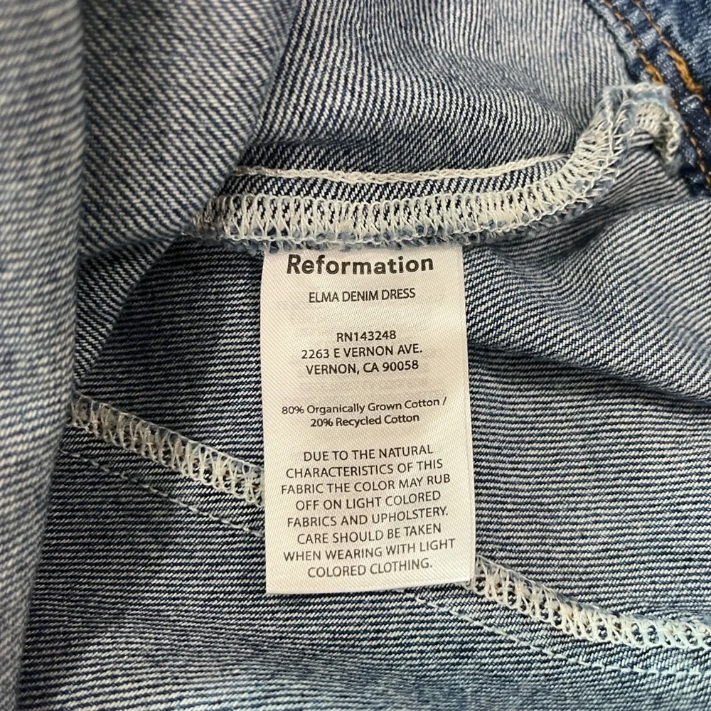 NEW Reformation Elma Denim Mini Dress Size 2 - Picture 10 of 11